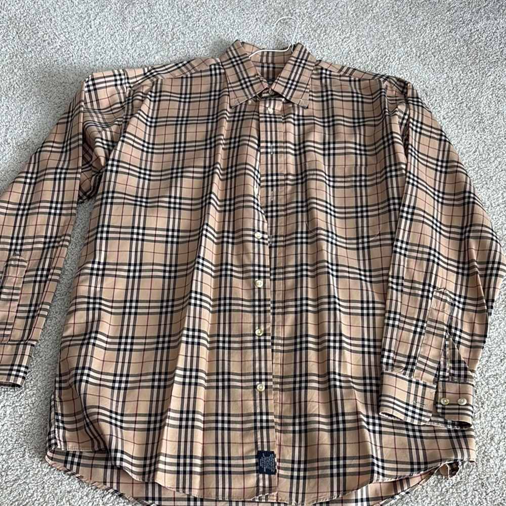Burberry Men’s Tan Plaid Shirt